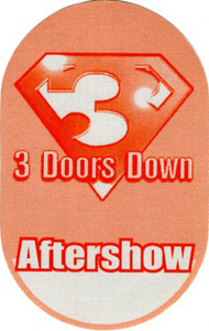 3 DOORS DOWN 2000 TOUR BACKSTAGE PASS ASO