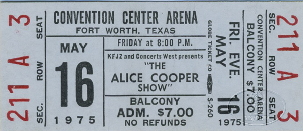 ALICE COOPER 1975 WELCOME TO MY NIGHTMARE UNUSED CONCERT TICKET 