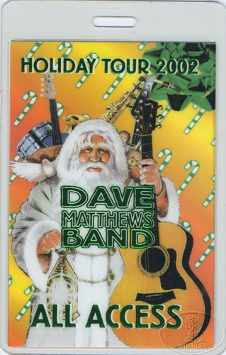 DAVE MATTHEWS 2002 HOLIDAY LAMINATED BACKSTAGE PASS grn