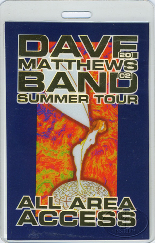 DAVE MATTHEWS 2002 SUMMER LAMINATED BACKSTAGE PASS gold