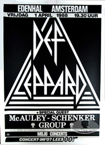 DEF LEPPARD 1988 EUROPE TOUR CONCERT POSTER SCHENKER