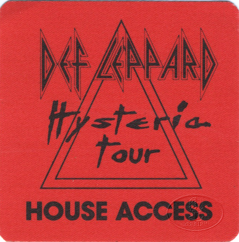 DEF LEPPARD 1988 HYSTERIA BACKSTAGE PASS House red