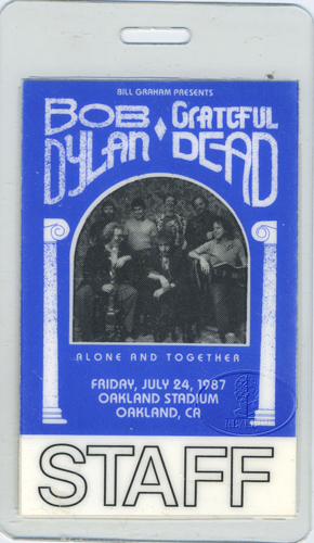 BOB DYLAN & GRATEFUL DEAD 1987 LAMINATED BACKSTAGE PASS