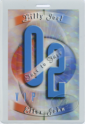 ELTON JOHN & BILLY JOEL 2002 LAMINATED BACKSTAGE PASS