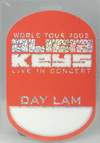 ALICIA KEYS 2002 TOUR LAMINATED BACKSTAGE PASS