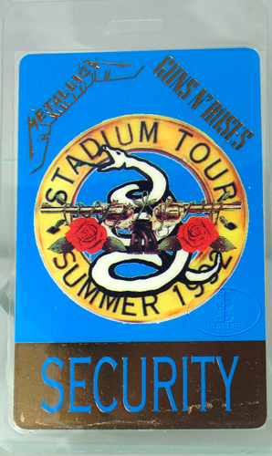 GUNS N ROSES METALLICA 1992 LAMINATED BACKSTAGE PASS