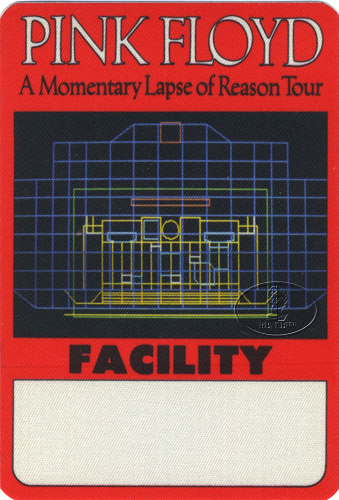 PINK FLOYD 1987 LAPSE OF REASON BACKSTAGE PASS Facility