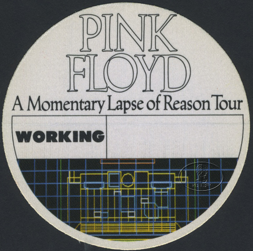 PINK FLOYD 1987 LAPSE OF REASON BACKSTAGE PASS Crew wht