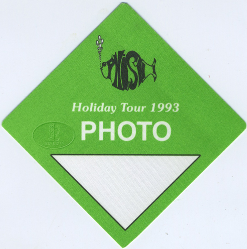 PHISH 1993 HOLIDAY TOUR BACKSTAGE PASS Photo green