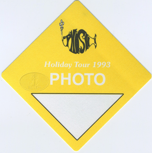 PHISH 1993 HOLIDAY TOUR BACKSTAGE PASS Photo yellow