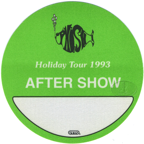 PHISH 1993 HOLIDAY TOUR BACKSTAGE PASS ASO green