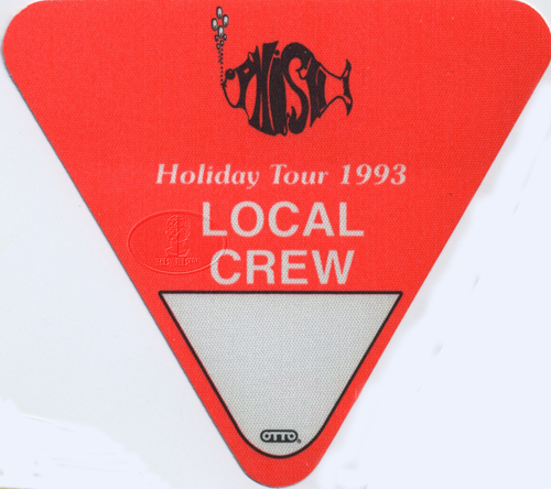PHISH 1993 HOLIDAY TOUR BACKSTAGE PASS Crew, orange