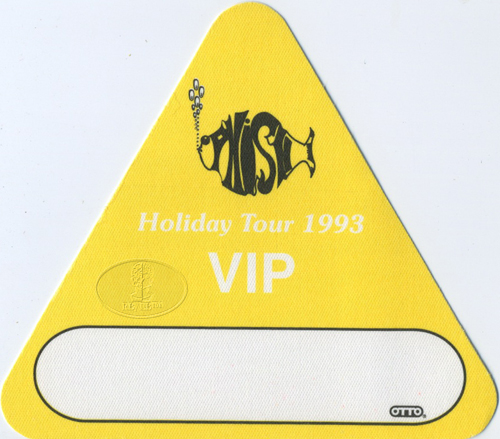 PHISH 1993 HOLIDAY TOUR VIP BACKSTAGE PASS yellow