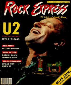 ROCK EXPRESS MAGAZINE 1987 U2 IN LAS VEGAS BONO EDGE
