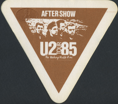 U2 1985 UNFORGETTABLE FIRE BACKSTAGE PASS ASO brn